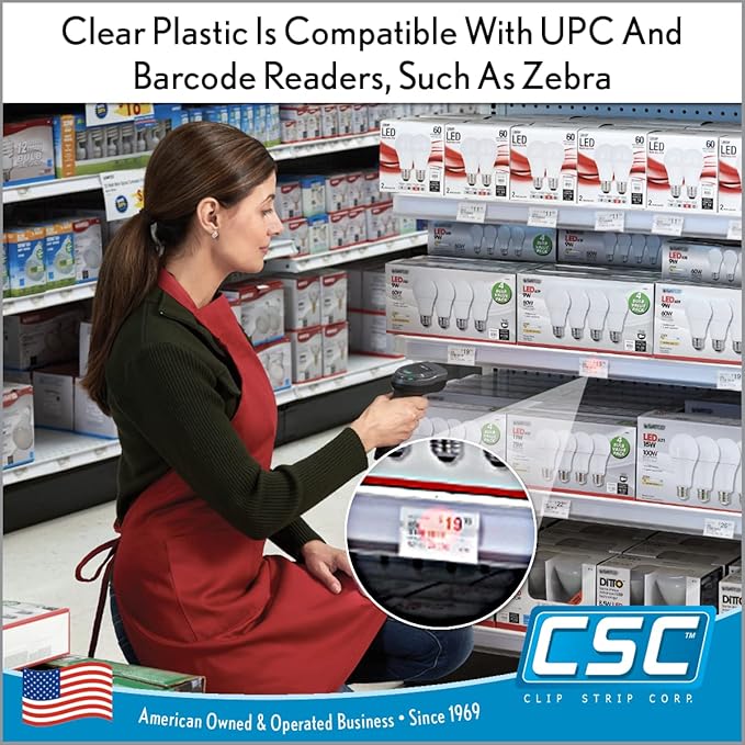 Price Data Channel Label Holder Chips, Clear Plastic Tags, 2.75" L x 1.25" H, 10 Mil Thick, Gondola Shelf Edge, Reusable, Made for Point of Purchase Shelf Molding by Clip Strip Corp.