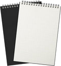 Engrowtic 2 Pack Graph Paper Spiral Notepad A5 Top Wirebound Notepad Grid Notebook Steno Pads Memo Notebook Grid Paper 140 Pages for Writing Sketching Drawing Office Supplies (Black)
