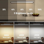 XmnSoly Desk Light Bar, 16.5in Magnetic Rechargeable LED, 3000K, 4500K, 6000K Color Temperature Under Cabinet Lighting for Desk, Home Office, Under Shelf