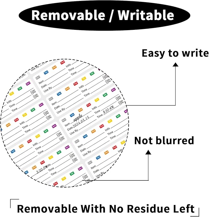 STARLIBOO Removable Freezer Labels Stickers, Blank Freezer Labels for Food Containers, 1x3 Inch Waterproof Labels (Multicolor, 240 Labels)