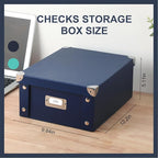 DLUGOPIS Checks Storage Box with Lid Document Boxes Banker Boxes Document Bin Foldable Cardboard Record Boxes For Business Pesonal Orangize Files 12"x10"x5"(Navy Blue, 1 pcs)