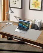 Leather Desk Pad Protector,Large Mouse pad,Office Desk mat,Laptop Mat for Desk, Non-Slip PU Leather Desk Blotter,Waterproof Desk Writing Pad for Office/Home(35"x17",Light Grey)