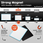 Attractivia Dry Erase Magnetic Labels 3.7 x 2.8 in, Color Borders, Medium Dry Erase Magnets, 20-Pack, White Erasable Write-On All-Purpose Labels, for Office, Education, Home, Whiteboard