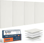 BUBOS 4 PCS Acoustic Panels,23.6''x11.8'' Fabric Soundproof Wall Panels,Self-adhesive Sound Absorbing Panels for Studios, Office, Home Theater, Fabric-Clad Off-White