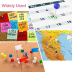1000 Pcs Multi-Color Push Pins, Map Pins for Travel Map, 1/8" Small Map Tacks with Plastic Beads Head for Cork Board, World Map Pin Board, Bulletin Board, Fabric Marking, Craft, Office