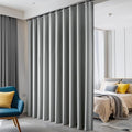 Hoeflife Room Divider Curtains Blackout Floor to Ceiling Curtain with Hook Wall Mount Sliding Door Curtains Ceiling Mount Extra Wide Curtain Wall Divider for Room Separation(Light Grey,W100 x H84 in)