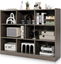 Tangkula 8-Cube Bookcase, Wood 3 Tier Open Storage Bookshelf, Modern Multipurpose Display Cabinet for Living Room, Study, Reading Nook, 48 x 12.5 x 36.5 Inch, Grey