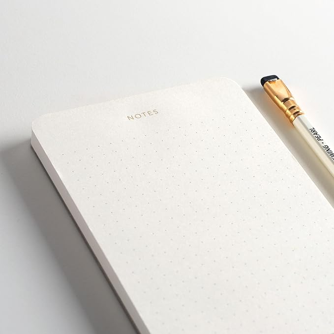Pinesman - Elegant Desk Notepads for Professionals, Executive's Memo Pads, Minimalist, Gold Foiled, Dotted Layout, 5 Pack, 375 Sheets Total (75 Each), 6.3" x 3.9”, 80 GSM, Eco-friendly, FSC™ Certified