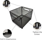 SETTFRFE Letter Size Metal Mesh Hanging File Folder Organizer Crate Basket, Black