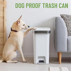 accep Slim Bathroom Trash Can with Lid, 2.6 Gallon /10 Liter Small Waste Basket, Press Top Bin & Step Metal Pedal Trash Bin, Mini Garbage Cans for Bedroom, Office, Kitchen, Dorm (Grayish-White)