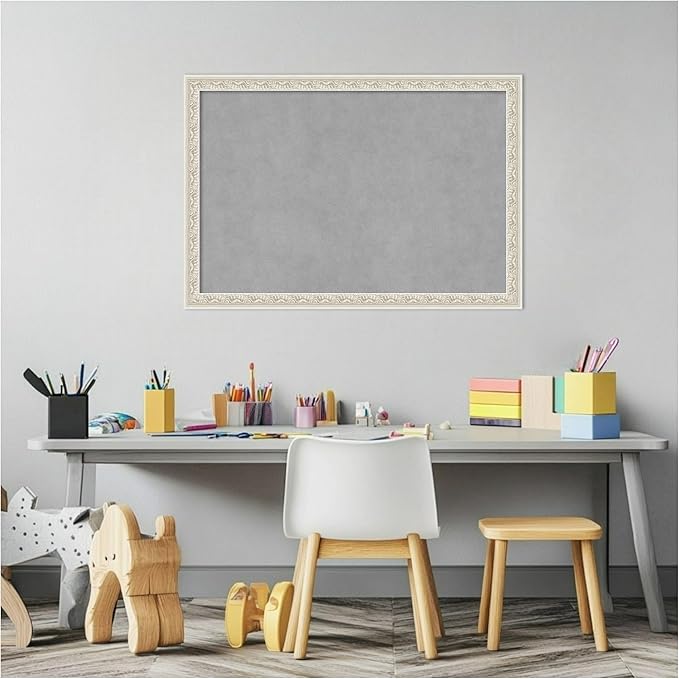 Amanti Art Silver Framed Magnetic Board 18x26 Medium Vision Board for use with Magnets, 100% Metal Sheet to Display Items as Office Decor or for Home Organization in mudroom, Kitchen or Kids Room