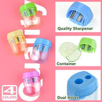 Small Pencil Sharpener for Kids, BOPART 24pcs Colored Pencil Sharpeners Manual Handheld Pencil Sharpener in Bulk for School Classroom Home Office, Dual Holes Sharpener Work on Crayon or Makeup Pencils
