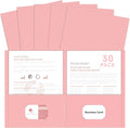 Two Pocket Folders, PANDRI 30 Pack 2 Pocket Folders, Letter Size Paper File Folder for School Office Home Business, Pink