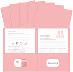 Two Pocket Folders, PANDRI 30 Pack 2 Pocket Folders, Letter Size Paper File Folder for School Office Home Business, Pink