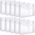 10 Pieces Plastic File Folders Envelope Expanding File Wallet Organizer Documents Folder with Snap Closure and Pocket, A4 Size Waterproof Transparent Pouch(White,Horizontal)