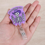 It's Probably Fine Funny Cowboy Skeleton Nurse Badge Reel, Cute Radiology X-ray Retractable ID Card Badge Holder, Name Tag Badge Clip for RN Nurse Nursing Student Radiologist Doctor Medical Workers