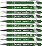 CRME Bulk Custom Pens Personalized Customized Engraved Writing Pen with Name Logo 2-in-1 Stylus Retractable Ballpoint Pen with Stylus tip Ideal for Coworkers Nurse Office Supplies Black Ink Pens