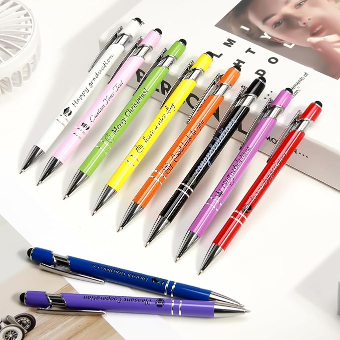 ENOMY Personalized Pens Bulk Free Engraved with Logo/Name/Message Black Ink Custom Pens Customized Stylus Ballpoint Pens Ideal Gifts for Business Anniversary (20)