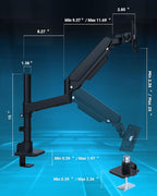 Heavy Duty Monitor Arm for 13-49 Inch Ultrawide Screens, Holds Up to 44lbs, Fully Adjustable Single Monitor Mount, with Clamp & Grommet Base, 75/100mm VESA Desk Mount, Black