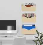 3 Pockets Magnetic File Holder for File Cabinets, Refrigerator, Whiteboard, Magnetic Paper Organizer, Magnetic Mail or Folder Holder,Magnetic Magazine Rack,Wall Mount Hanging Mail Organizer (gold)