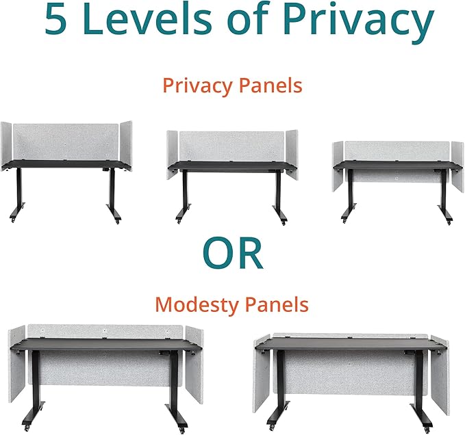 Stand Up Desk Store ReFocus Clamp-on Acoustic Desk Divider Privacy Panel That Reduces Noise and Visual Distractions (Cool Gray, 47.25" X 23.6")