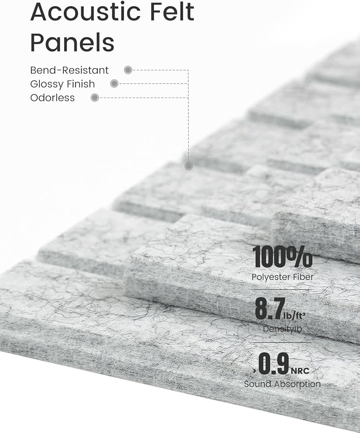 Fluxynara Felt Bulletin Board Tiles -28"x18" with 40 Adhesive Tabs, Cork Board Alternative for Office Decor, Push Pin Board Wall Organizer 6-Pack?Marble Gray?