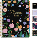 GNL 2026 Planner, Weekly and Monthly Planner January - December 2026, 6.4" x 8.3" Monthly Agenda Planner with Waterproof Flexible Cover, Spiral Binding Notebook with Tab, Pockets, Bookmark, Flower