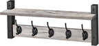 Sorbus Coat Hooks Wall Mount with Shelf – 24 Inch Coat Rack Wall Mount with 5 Heavy Duty Hooks – Floating Wall Shelf with Hooks for Entryway, Bathroom, Bedroom, Kitchen, or Mudroom (Gray)