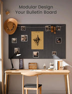 Fluxynara Large Felt Bulletin Board 48" x 36" Cork Board Alternative-12 Pack with 70 Safe Removable Adhesive Tabs, Cork Boards for Walls for Home Office Classroom Pin Board (Deep Charcoal Blue)