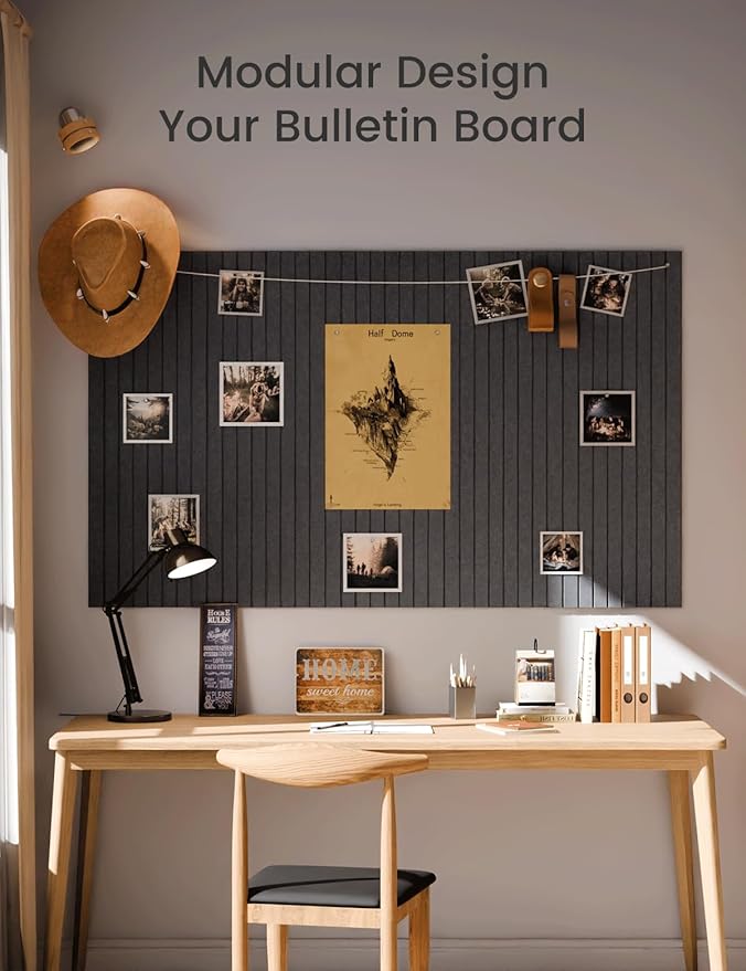 Fluxynara Large Felt Bulletin Board 48" x 36" Cork Board Alternative-12 Pack with 70 Safe Removable Adhesive Tabs, Cork Boards for Walls for Home Office Classroom Pin Board (Deep Charcoal Blue)