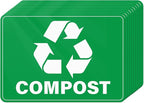 YIKIADA 10 Pack Compost Stickers 10 × 7 Inches Vinyl Weatherproof Self Adhesive Recycle Sign for Trash Cans Yard Waste Bins Home Business