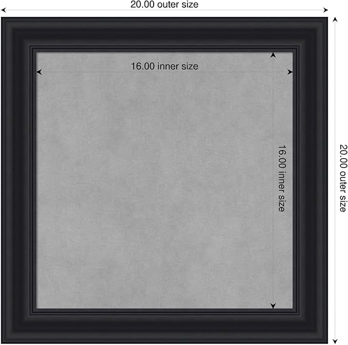 Amanti Art Black Framed Magnetic Board 20x20 Small Vision Board for use with Magnets, 100% Metal Sheet to Display Items as Office Decor or for Home Organization in mudroom, Kitchen or Kids Room