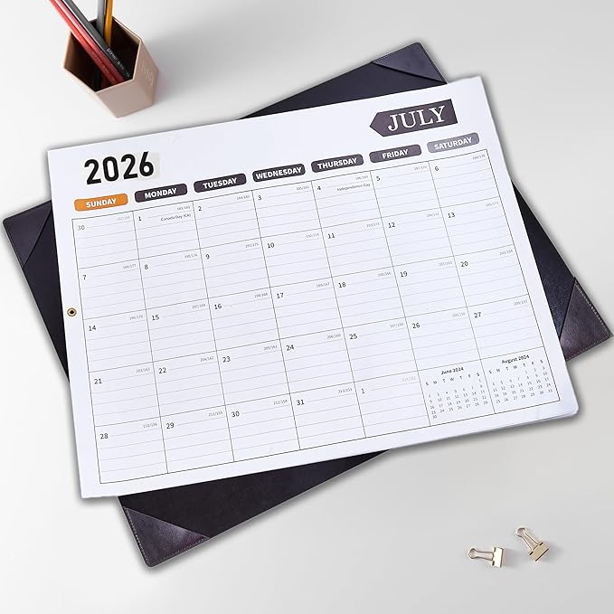 Large Desk Calendar 2026, Calendar with Desk Protecting Pad, 2026 Desk Calendar Large 22x17, Runs From January 2026 to June 2027, 18 Months, Big Desktop Calendar for Family Classroom and Office