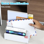 OUTIOE Mail Organizer Countertop, Small Desk File Organizer, Metal File Holder - Essential Workspace Organizers for Office Desk, Home Office (White)