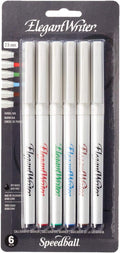 Speedball 2882 Elegant Writer 6 Medium Calligraphy Markers Set, Assorted Colors