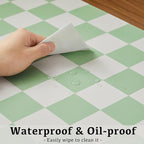 Ohocut Checkered Desk Mat, 31.5" x 15.7" Large Cute Sage Green Aesthetic Retro Accessories PU Leather Computer Laptop Desk Mat, Mouse Keyboard Pad, Desk Writing Makeup Mat for Vanity/Work/Home Decor