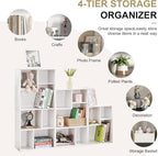 VECELO Wide Bookshelf Set, Fits 9.3" × 10-12.8" Hardcovers, Cube Storage Bookcases, Free-Standing for Living Room, Bedroom, Home Office, 2/3-Tier, 2-Pack, White
