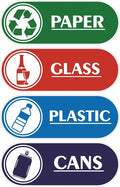 4PCS Recycle Stickers for Trash Bins,Self-adhesive Waterproof Trash Recycle Stickers, Recycling Labels for Trash Can, Home, Office, Apartment, Hotel, School and Public Area