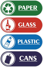 4PCS Recycle Stickers for Trash Bins,Self-adhesive Waterproof Trash Recycle Stickers, Recycling Labels for Trash Can, Home, Office, Apartment, Hotel, School and Public Area