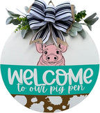 Wood front door sign Wood sign Home decor Welcome sign Sign for front door House warming gift Wedding gift (Pig Pen, 11" Width)