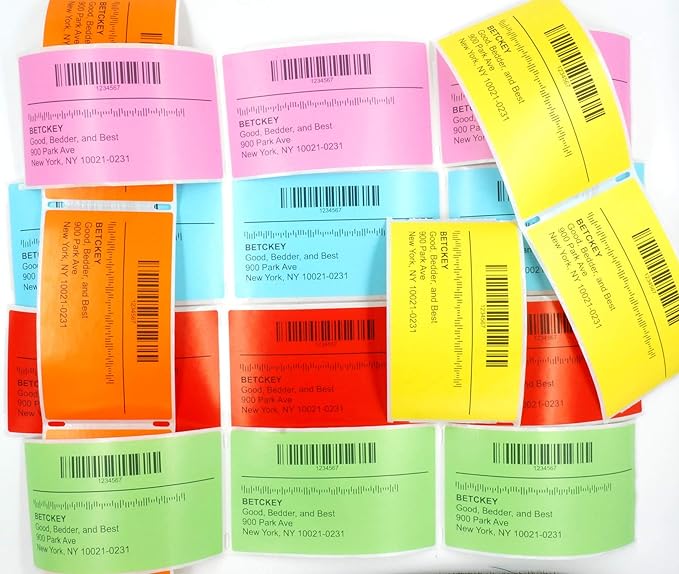 BETCKEY - 4" x 2.5" Shipping & Multipurpose Labels Compatible with Zebra & Rollo Label Printer,Premium Adhesive & Perforated[Pink, 6 Rolls, 3720 Labels]