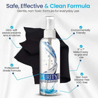 Purity Eyeglass Cleaner Mega Pack - Multi-Size Lens Cleaner Kit - 2x2oz, 3x8oz Bottles + 5 Black Premium Microfiber Cloths - Safe for All Lenses, Eyeglasses, and Screens - Streak-Free Formula