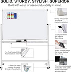 Max-officoo 60"x40" Mobile Whiteboard Double-Sided Magnetic Large Dry Erase White Board with Rolling Stand for Offices, Home & School
