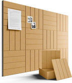 Large Felt Bulletin Board 48" x 36" Cork Board Alternative-12 Pack with 70 Safe Removable Adhesive Tabs, Cork Boards for Walls for Home Office Classroom Pin Board-Mustard Yellow