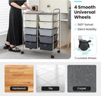 GLACER 10 Drawer Rolling Cart, Storage Cart with Lockable Whieels & Metal Frame, Trolley for Art Craft Oganizer, Mobile Utility Cart for Office, School, Classroom, Kitchen (Gray Gradient)