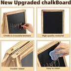 Henoyso 2 Pcs 16" x 10" Small Chalkboard Easel Tabletop Chalkboard Signs Menu Wooden A Frame Sandwich Board for Table, Double Sided with 2 Erasers for Bar Parties Display Home Decor(Brown)