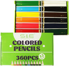S & E TEACHER'S EDITION Colored Pencils 360Pcs,Coloring Pencils Set Drawing Pencils for Sketch, Woodcase Lead Pencils, Wooden Colored Pencils, Back to school Christmas Gifts
