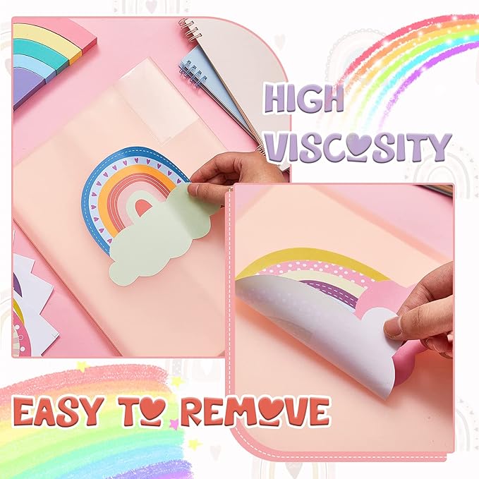 Henoyso 108 Pcs Rainbow Name Tags for Classroom Desks Colorful Boho Plates Students Name Labels Adhesive Desk Plate Board Decoration for Classroom Teacher Back to School Party Decor