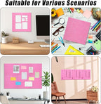 Large Cork Board 36" x 24", 6 Pack Felt Wall Tiles with Colored Pushpins, Bulletin Board with Removable Self-Adhesive Strips, Pin Board Cork Boards for Walls Office Home-Hot Pink