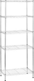 Amazon Basics 5-Shelf Adjustable, Storage Shelving Unit, (200 Pound Loading Capacity per Shelf), Steel Organizer Wire Rack, 23.2 x 13.4 x 60 inches (LxWxH), Chrome